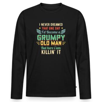 Idée de cadeau grand-père grand-père Devenez un vieil homme - T-shirt manches longues Premium bio Homme - noir - Devant - Nico (187cm)