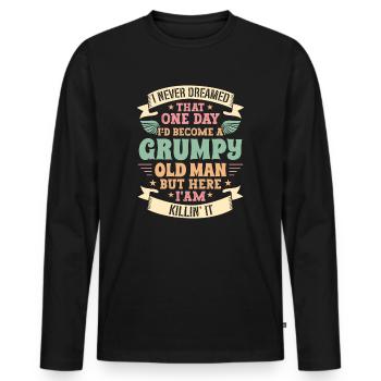 Idée de cadeau grand-père grand-père Devenez un vieil homme - T-shirt manches longues Premium bio Homme - noir - Devant - Nico (187cm)