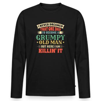 Grandpa Grandfather Pensioner Become A Grumpy Old Man - Men's Premium Organic Long Sleeve Shirt - black - Front - Nico (187cm)