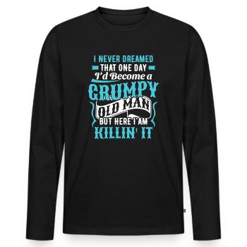Idée de cadeau grand-père grand-père Devenez un vieil homme - T-shirt manches longues Premium bio Homme - noir - Devant - Nico (187cm)