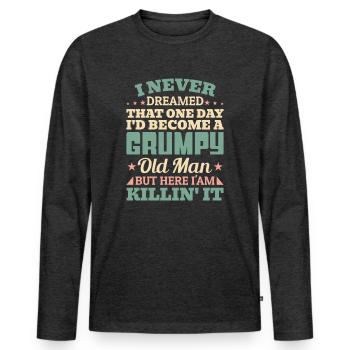 Opa Großvater Geschenkidee Become A Grumpy Old Man - Männer Premium Bio Langarmshirt - Anthrazit meliert - Vorne - Nico (187cm)