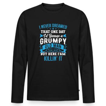 Grandpa Grandfather Pensioner Become A Grumpy Old Man - Men's Premium Organic Long Sleeve Shirt - black - Front - Nico (187cm)