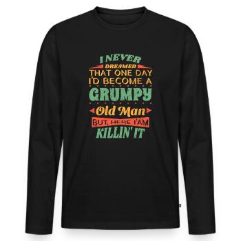 Opa Großvater Ruhestand Become A Grumpy Old Man - Männer Premium Bio Langarmshirt - Schwarz - Vorne - Nico (187cm)