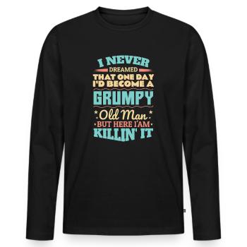 Grand-père grand-père à la retraite Devenez un vieil homme - T-shirt manches longues Premium bio Homme - noir - Devant - Nico (187cm)