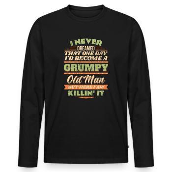 Grand-père grand-père retraité devenu un vieil homme - T-shirt manches longues Premium bio Homme - noir - Devant - Nico (187cm)