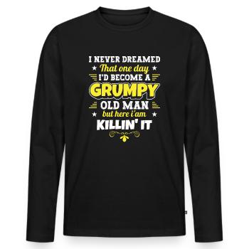 Grandpa Grandfather Pensioner Become A Grumpy Old Man - Men's Premium Organic Long Sleeve Shirt - black - Front - Nico (187cm)