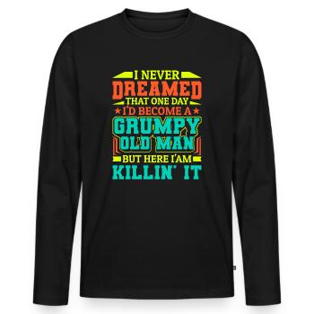 Opa Großvater Geschenkidee Become A Grumpy Old Man - T-shirt manches longues Premium bio Homme - noir - Devant - Nico (187cm)