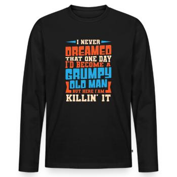 Opa Großvater Ruhestand Become A Grumpy Old Man - Männer Premium Bio Langarmshirt - Schwarz - Vorne - Nico (187cm)