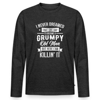Opa Großvater Geschenkidee Become A Grumpy Old Man - Männer Premium Bio Langarmshirt - Anthrazit meliert - Vorne - Nico (187cm)
