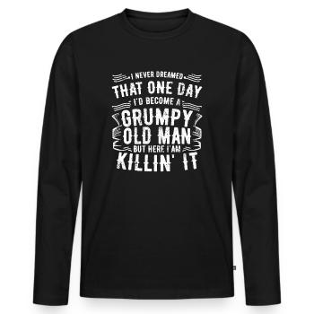 Grand-père grand-père à la retraite Devenez un vieil homme - T-shirt manches longues Premium bio Homme - noir - Devant - Nico (187cm)