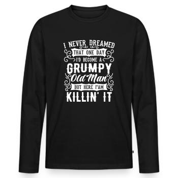 Grandpa Grandfather Pensioner Become A Grumpy Old Man - Men's Premium Organic Long Sleeve Shirt - black - Front - Nico (187cm)