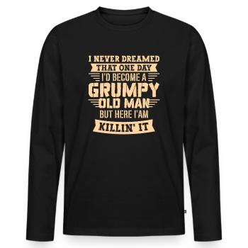Grand-père grand-père retraité devenu un vieil homme - T-shirt manches longues Premium bio Homme - noir - Devant - Nico (187cm)