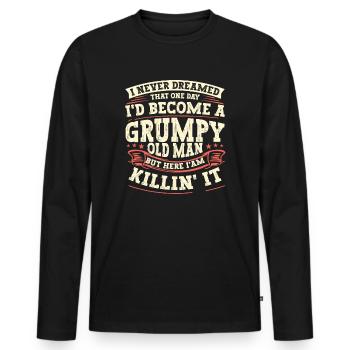 Opa Großvater Geschenkidee Become A Grumpy Old Man - T-shirt manches longues Premium bio Homme - noir - Devant - Nico (187cm)