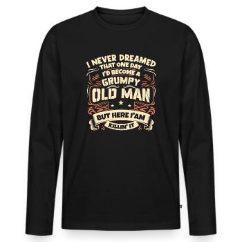 Opa Großvater Rentner Become A Grumpy Old Man - T-shirt manches longues Premium bio Homme - noir - Devant - Nico (187cm)