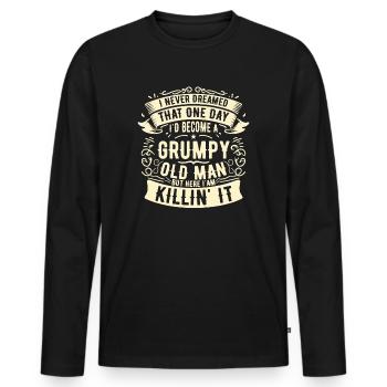 Opa Großvater Ruhestand Become A Grumpy Old Man - T-shirt manches longues Premium bio Homme - noir - Devant - Nico (187cm)