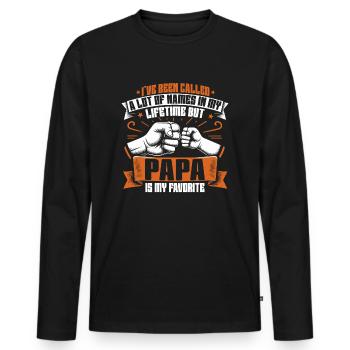 Papa Vater Spruch On m’a traité de beaucoup de noms - T-shirt manches longues Premium bio Homme - noir - Devant - Nico (187cm)