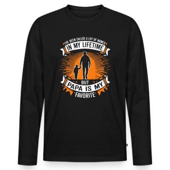 Papa Vater Spruch On m’a traité de beaucoup de noms - T-shirt manches longues Premium bio Homme - noir - Devant - Nico (187cm)