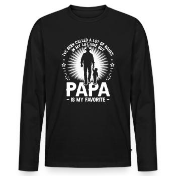 Papa Père Fils On m’a traité de beaucoup de noms - T-shirt manches longues Premium bio Homme - noir - Devant - Nico (187cm)