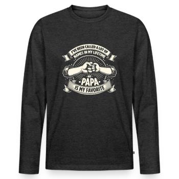 Papa Father Son I've Been Called A Lot Of Names - Men's Premium Organic Long Sleeve Shirt - heather anthracite - Front - Nico (187cm)