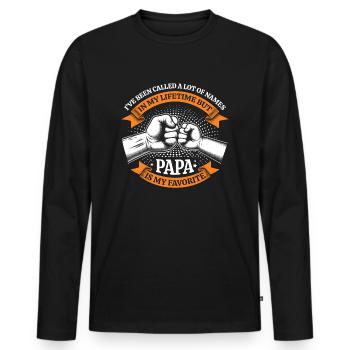 Idée de cadeau papa père fils appelé beaucoup de noms - T-shirt manches longues Premium bio Homme - noir - Devant - Nico (187cm)