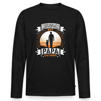 Idée de cadeau papa père fils appelé beaucoup de noms - T-shirt manches longues Premium bio Homme - noir - Devant - Nico (187cm)