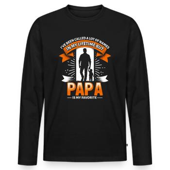 Idée de cadeau papa père fils appelé beaucoup de noms - T-shirt manches longues Premium bio Homme - noir - Devant - Nico (187cm)