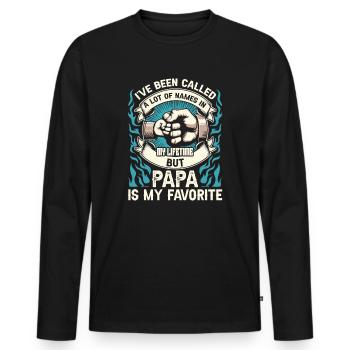 Idée de cadeau papa père fils appelé beaucoup de noms - T-shirt manches longues Premium bio Homme - noir - Devant - Nico (187cm)