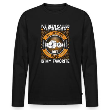 Idée de cadeau papa père fils appelé beaucoup de noms - T-shirt manches longues Premium bio Homme - noir - Devant - Nico (187cm)