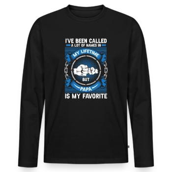 Idée de cadeau papa père fils appelé beaucoup de noms - T-shirt manches longues Premium bio Homme - noir - Devant - Nico (187cm)