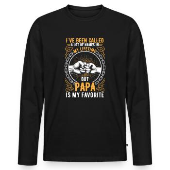 Papa Vater Sohn Geschenkidee Called A Lot Of Names - Männer Premium Bio Langarmshirt - Schwarz - Vorne - Nico (187cm)