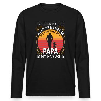 Idée de cadeau papa père fils appelé beaucoup de noms - T-shirt manches longues Premium bio Homme - noir - Devant - Nico (187cm)