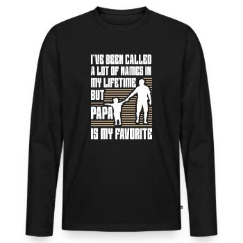 Idée de cadeau papa père fils appelé beaucoup de noms - T-shirt manches longues Premium bio Homme - noir - Devant - Nico (187cm)