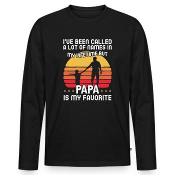 Idée de cadeau papa père fils appelé beaucoup de noms - T-shirt manches longues Premium bio Homme - noir - Devant - Nico (187cm)