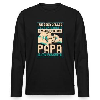 Idée de cadeau papa père fils appelé beaucoup de noms - T-shirt manches longues Premium bio Homme - noir - Devant - Nico (187cm)