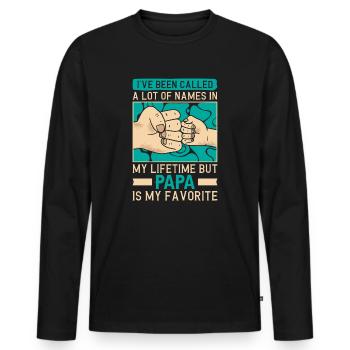 Papa Vater Sohn Geschenkidee Called A Lot Of Names - Männer Premium Bio Langarmshirt - Schwarz - Vorne - Nico (187cm)
