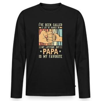 Idée de cadeau papa père fils appelé beaucoup de noms - T-shirt manches longues Premium bio Homme - noir - Devant - Nico (187cm)