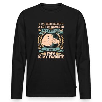 Idée de cadeau papa père fils appelé beaucoup de noms - T-shirt manches longues Premium bio Homme - noir - Devant - Nico (187cm)