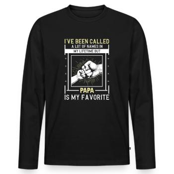 Idée de cadeau papa père fils appelé beaucoup de noms - T-shirt manches longues Premium bio Homme - noir - Devant - Nico (187cm)
