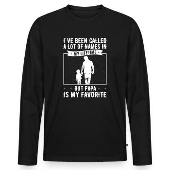 Idée de cadeau papa père fils appelé beaucoup de noms - T-shirt manches longues Premium bio Homme - noir - Devant - Nico (187cm)