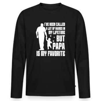 Idée de cadeau papa père fils appelé beaucoup de noms - T-shirt manches longues Premium bio Homme - noir - Devant - Nico (187cm)