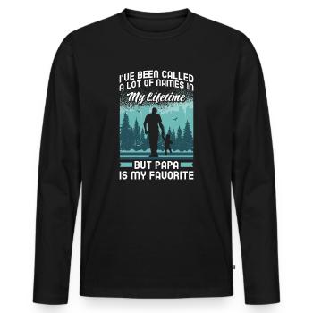 Papa Vater Sohn Geschenkidee Called A Lot Of Names - Männer Premium Bio Langarmshirt - Schwarz - Vorne - Nico (187cm)