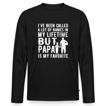 Idée de cadeau papa père fils appelé beaucoup de noms - T-shirt manches longues Premium bio Homme - noir - Devant - Nico (187cm)