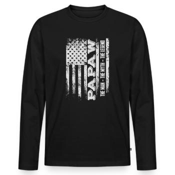 Papa Grandpa Saying Papaw The Man The Myth The Legend - Men's Premium Organic Long Sleeve Shirt - black - Front - Nico (187cm)