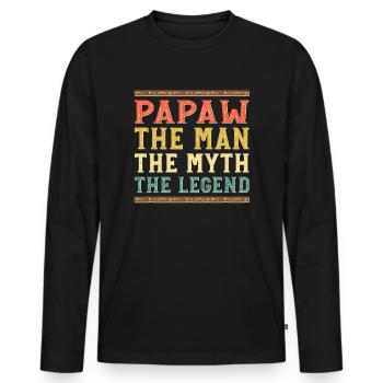 Papa Grandpa Saying Papaw The Man The Myth The Legend - Men's Premium Organic Long Sleeve Shirt - black - Front - Nico (187cm)