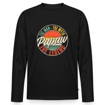 Papa Grandpa Saying Papaw The Man The Myth The Legend - Men's Premium Organic Long Sleeve Shirt - black - Front - Nico (187cm)