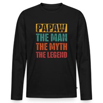 Papa Grand-père Idée Cadeau Papaw Dire Humour Père - T-shirt manches longues Premium bio Homme - noir - Devant - Nico (187cm)
