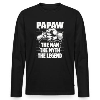 Dad Gift Idea Papaw Saying Father Son - Men's Premium Organic Long Sleeve Shirt - black - Front - Nico (187cm)
