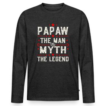 Papa Opa Geschenkidee Papaw Spruch Humor Vater - Männer Premium Bio Langarmshirt - Anthrazit meliert - Vorne - Nico (187cm)