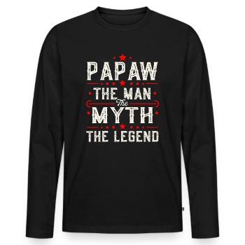 Papa Grand-père Idée Cadeau Papaw Dire Humour Père - T-shirt manches longues Premium bio Homme - noir - Devant - Nico (187cm)