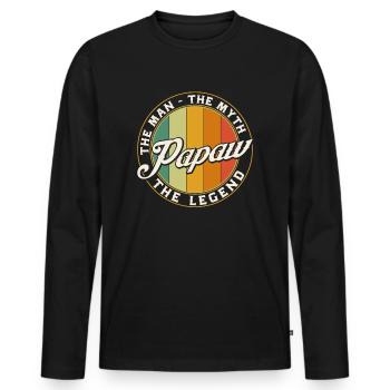 Papa Grand-père Idée Cadeau Papaw Dire Humour Père - T-shirt manches longues Premium bio Homme - noir - Devant - Nico (187cm)